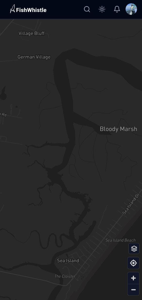 FishWhistle dashboard showing fishing predictions map